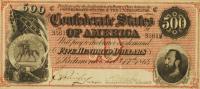 p73 from Confederate States of America: 500 Dollars from 1864